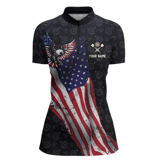 Custom American Eagle Dart Jersey for Women Dartboard Shirt Gift for Dart Players and Teams Polo & 1/4-Zip DHT2
