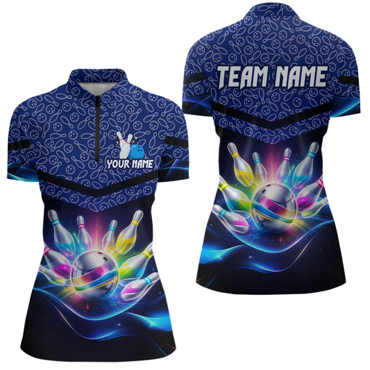 Personalized Bowling Team Shirt for Women Polo & 1/4 Zip Bowling Jersey League QZT839
