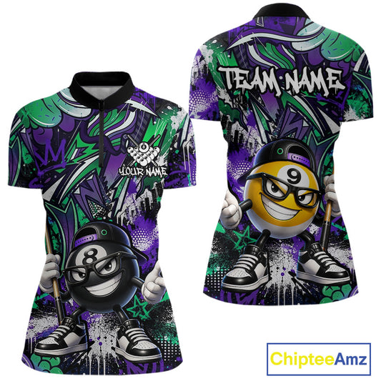 Purple green quarter-zip jersey with cartoon character design and 'Chiptee Amz' branding.