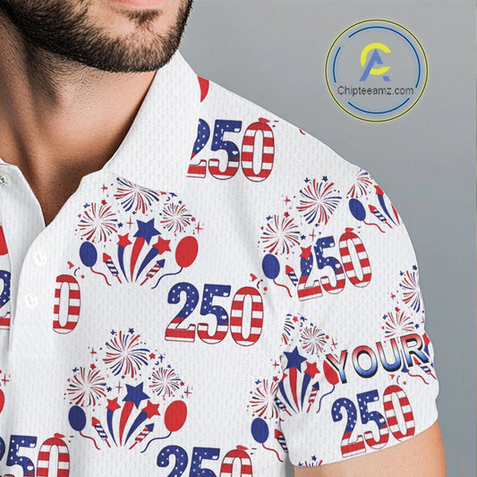 USA 250th Anniversary Mens Golf Polo Shirt Custom Golf Pattern Team Patriotic American Golf Tops NHN0231