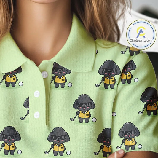 Personalized Green Womens Golf Polo Shirts Custom Team Ladies Golf Tops, Funny Poodle Dog Lover Gift NHN0068