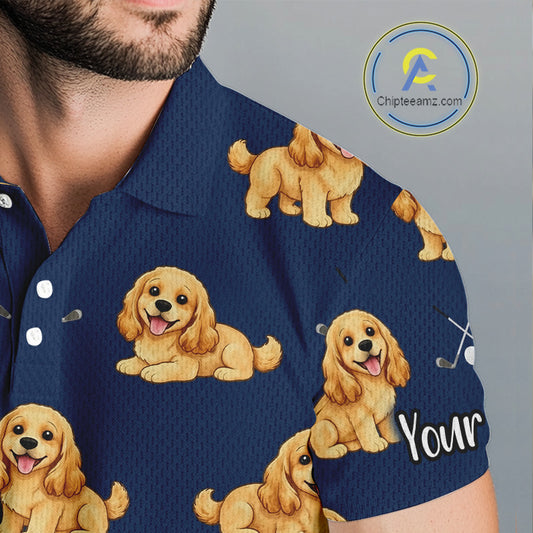 Mens Golf Polo Shirt Custom Funny Cocker Spaniel Team Mens Golf Tops, Dog Lover Gift NHN0210