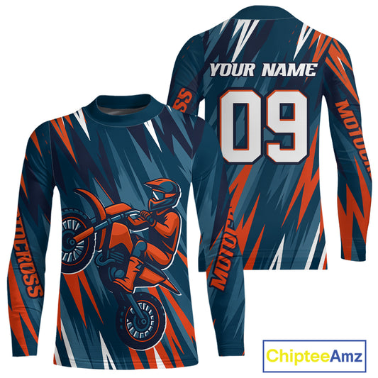 Orange and Blue Motocross Jersey for Men Women Kid Dirt Bike Motorcycle Racing Shirt XM452