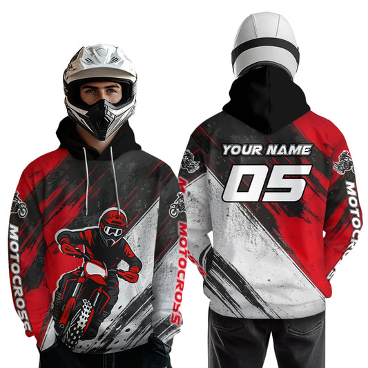 Red and Black Motocross Hoodie for Men Women Adult Dirt Bike Racing Hoodie Shirt MH474
