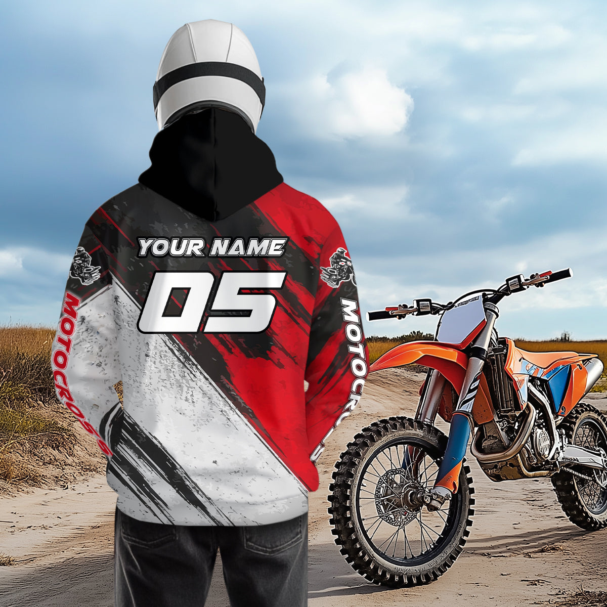 Red and Black Motocross Hoodie for Men Women Adult Dirt Bike Racing Hoodie Shirt MH474