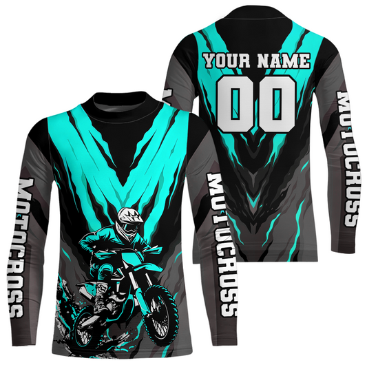 Custom Turquoise Motocross Racing Jersey for Men Women Kid Dirt Bike Shirts Riding Shirt XM443