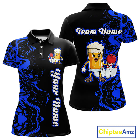 Funny Beer Bowling Shirts Team Women Men Custom Blue Bowling Jersey for Bowler MBL250