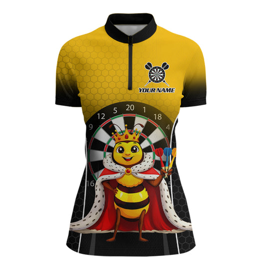 Custom Funny King Bee Dart Shirt Dart Team Jersey for Women Dartboard Polo & 1/4 Zip Shirts NNT164