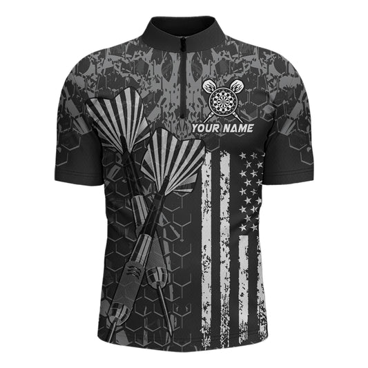 Custom US Flag Darts Shirt for Men Darts Team Jerseys Dart Tournament Polo & 1/4 Zip NNT113