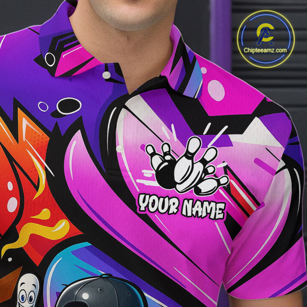 Custom Funny Bowling Jersey for Men Bowling Uniform Bowling Team Shirts Polo & 1/4 Zip HNT130