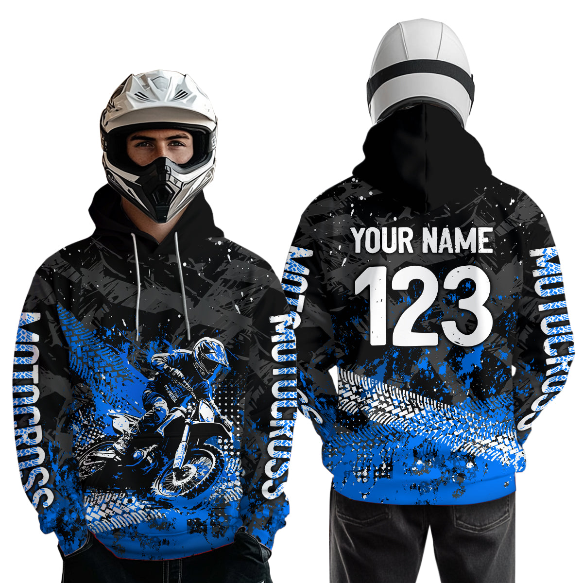 Custom Blue Motocross Jersey Hoodie Kid Men Women Youth Dirt Bike Motorcycle Hoodie HOT37