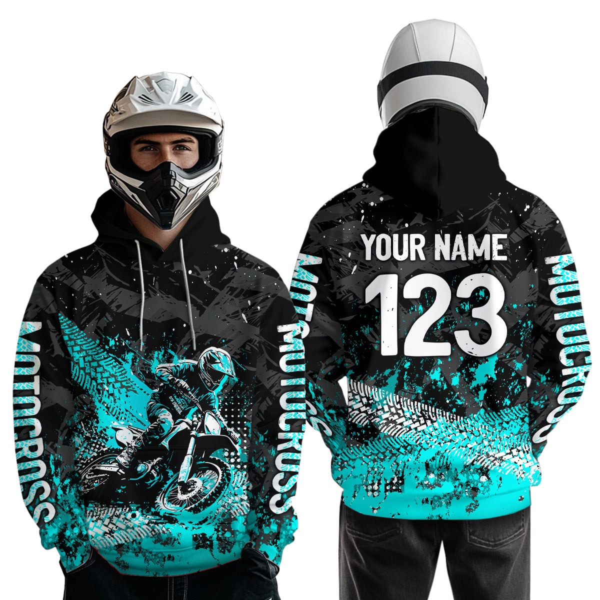 Custom Turquoise Motocross Jersey Hoodie Kid Men Women Youth Dirt Bike Motorcycle Hoodie HOT37