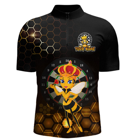 Custom Funny Queen Bee Dart Shirt Dart Team Jersey for Men Dartboard Polo & 1/4 Zip Shirts NNT165
