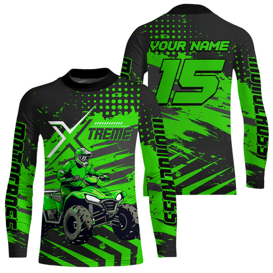 Custom Green Off-Road Quad Bike Shirt Extreme ATV Motocross Shirts Kid Men Women UPF30+ DNT79