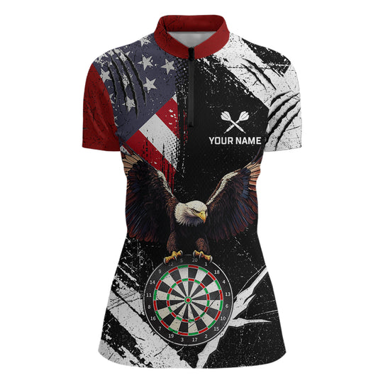 Custom US Flag Eagle Dart Shirt for Women Dartboard Shirt Dart Jerseys Gift for Team Polo &1/4 Zip NNT110