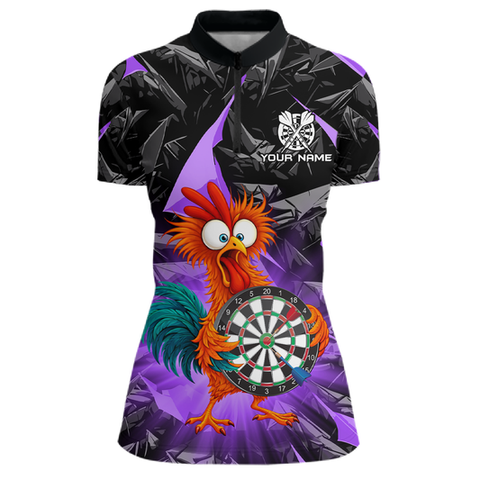 Custom Funny Purple Chicken Dart Shirts For Women Dart Board Gifts Darts Team Jerseys Dart League NNT152