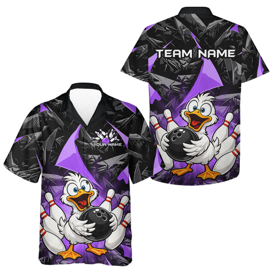 Custom Purple Duck Hawaiian Bowling Jersey for Men Women Bowling Team Shirts Bowling League HNT232