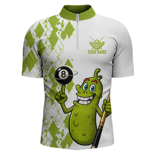 Custom Funny Pickle 8 Ball Pool Shirts Argyle Billiard Shirt for Men Billiard Team Jersey League NNT173