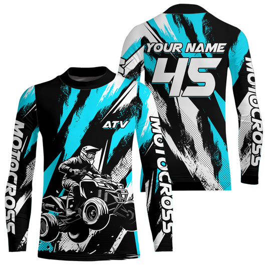 Turquoise ATV Motocross Shirts Kid Men Women Custom Quad Bike Off-Road Shirt UPF30+ DNT60