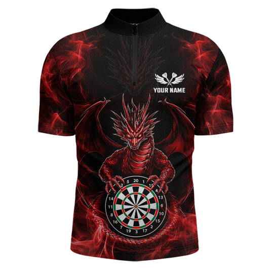 Custom Red Dragon Darts Board Dart Shirts For Men Darts Team Jerseys Polo & 1/4 Zip NNT121