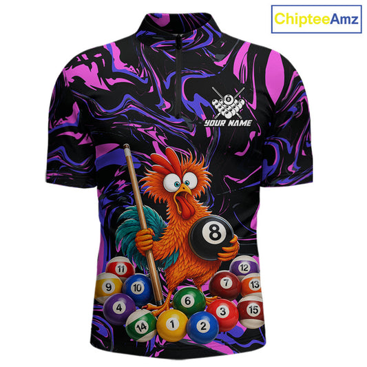 Custom Purple Chicken 8 Ball Billiard Shirt for Men Billiard Jerseys Team Billiard League NNT197