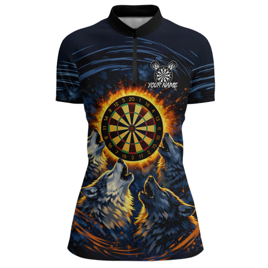 Custom Funny Flame Wolf Darts Board Dart Shirts For Women Darts Team Jerseys Dart Tournament NNT149