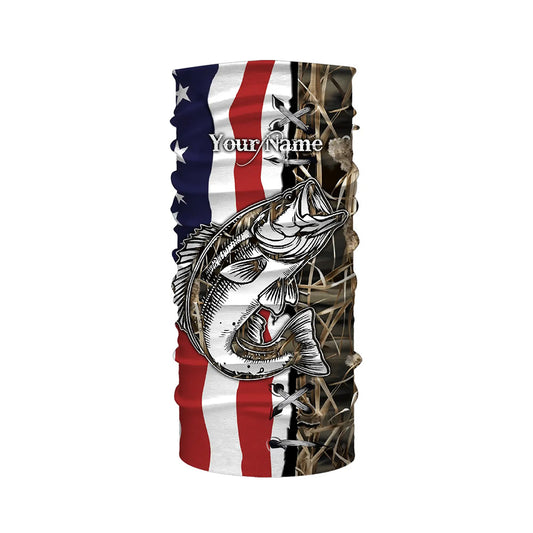 Bass Fishing American Flag Camo Custom Name 3D All over printed UV protection Shirts Fishing gift TTN09