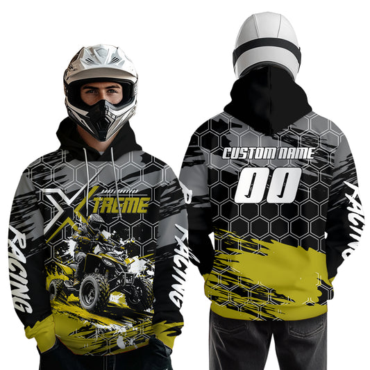 Yellow ATV Racing Hoodie Personalized Quad Bike Shirt Upf30+ Adult Youth Off-Road Atv Motocross Hoooded NHN008