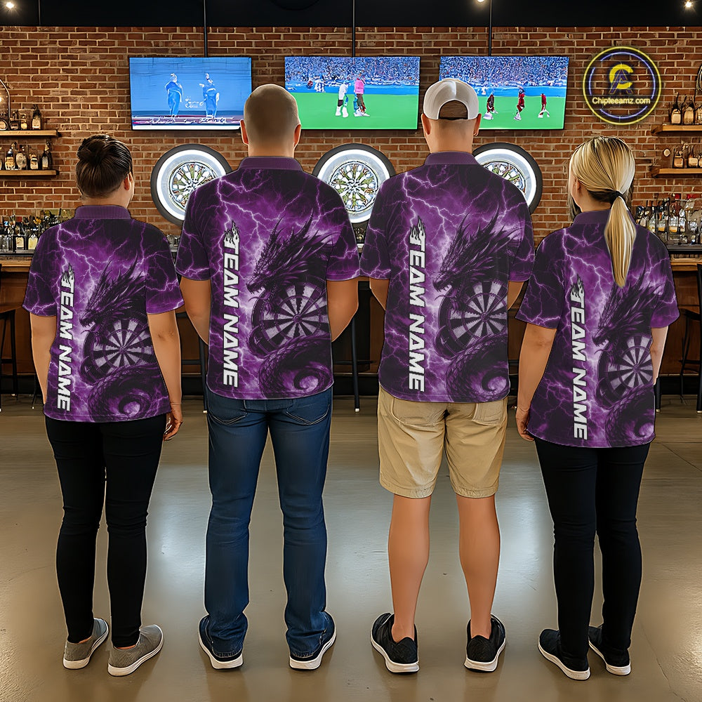 Custom Purple Thunder Lightning Dragon Dart Jerseys, Multi Styles Dart Team Shirts For Men, Women And Kid IPHW10399