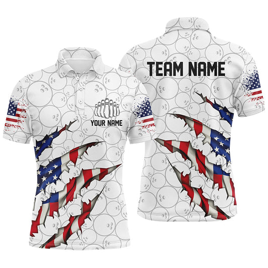 Custom Patriotic Bowling Shirts For Men, US Bowling Team Shirts American Flag Bowling IPHW7381