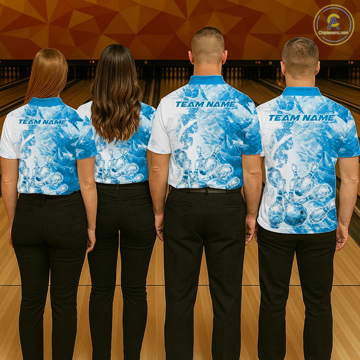 Custom Blue Ice Crystal Bowling Team Jerseys For Men, Women And Kid, Bowling Tournament Shirts Multi Styles IPHW10424
