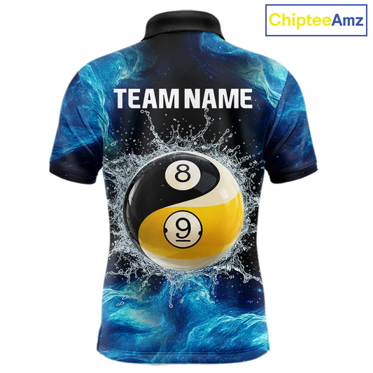 Personalized Water Yin & Yang Billiard Polo & Quarter-Zip Shirt For Men 8 Ball Billiard Team Jersey NYN2833