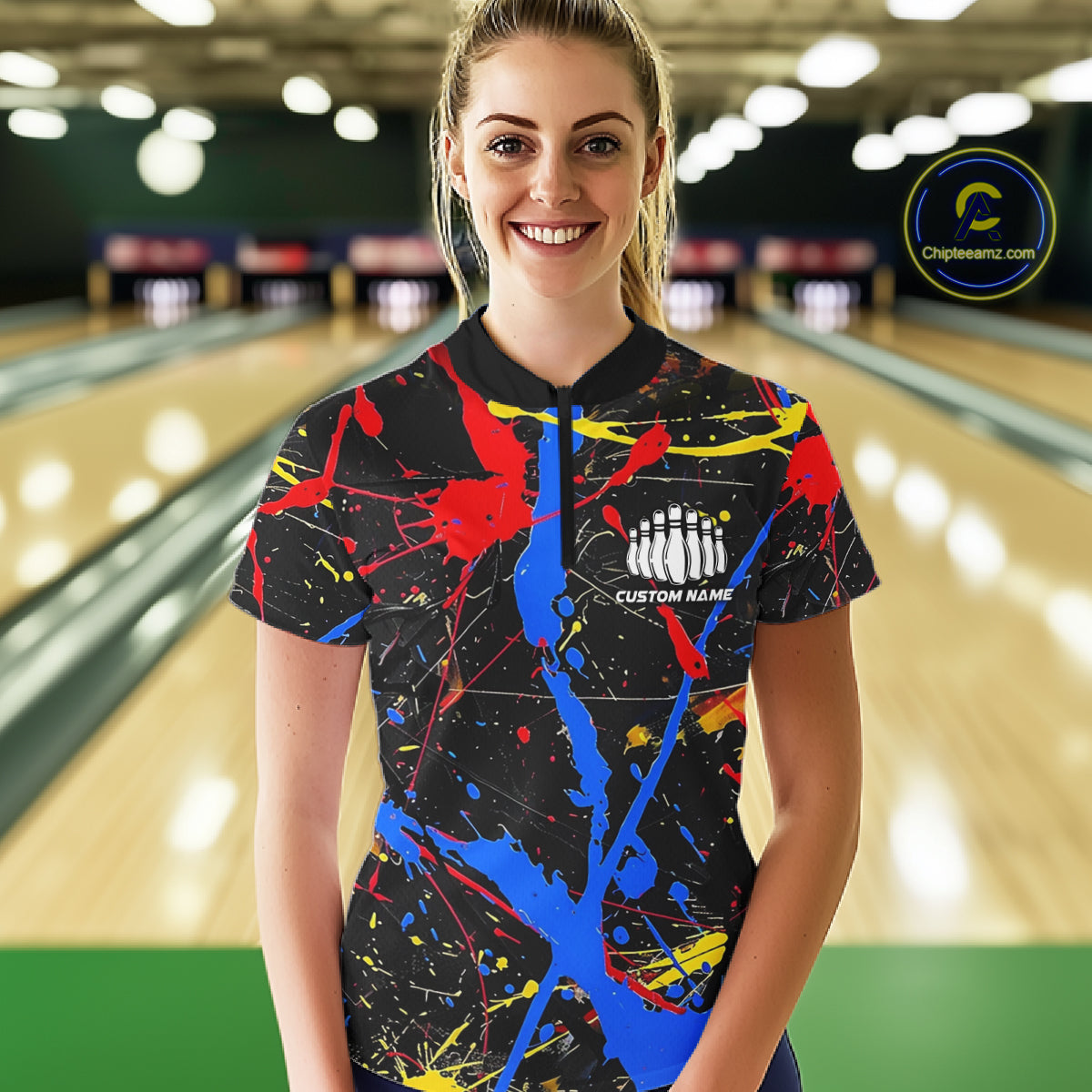 Personalized Colorful Bowling Shirts For Women, Custom Name Bowling Team Jerseys IPHW6181