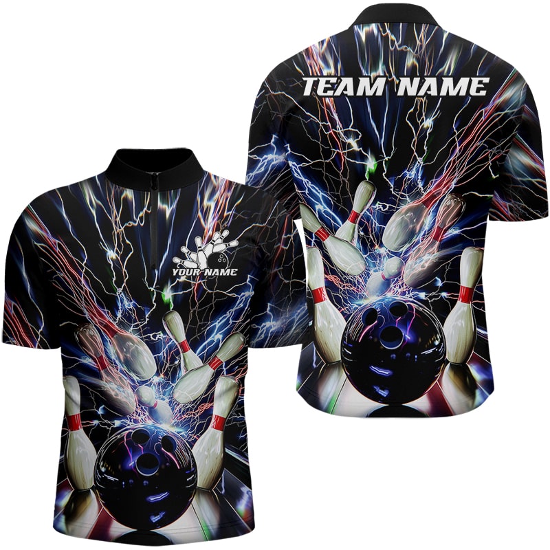 Custom Thunder Lightning Bowling Quarter-Zip Team Shirts For Men, Colorful Bowling Jerseys IPHW8052