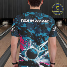Load image into Gallery viewer, Custom Blue And Pink Camo Bowling Polo Shirts For Men, Camouflage Bowling Team Outfit IPHW9833