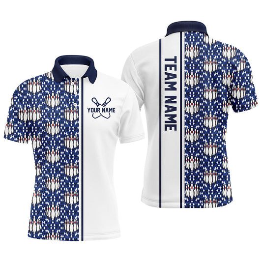 Blue Argyle Custom Bowling Polo Shirts For Men And Women, Custom Bowling Uniforms IPHW6964