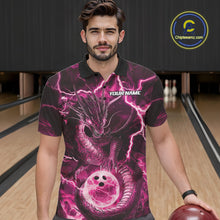 Load image into Gallery viewer, Custom Pink Thunder Lightning Dragon Bowling Polo Shirts For Men, Team Uniform IPHW9760