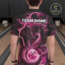 Load image into Gallery viewer, Custom Pink Thunder Lightning Dragon Bowling Polo Shirts For Men, Team Uniform IPHW9760