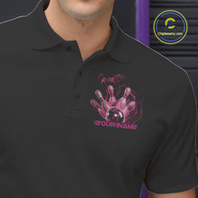 Load image into Gallery viewer, Custom Pink Skull Smoke Bowling Team Men Polo Shirts, Halloween Bowling Outfit IPHW9772