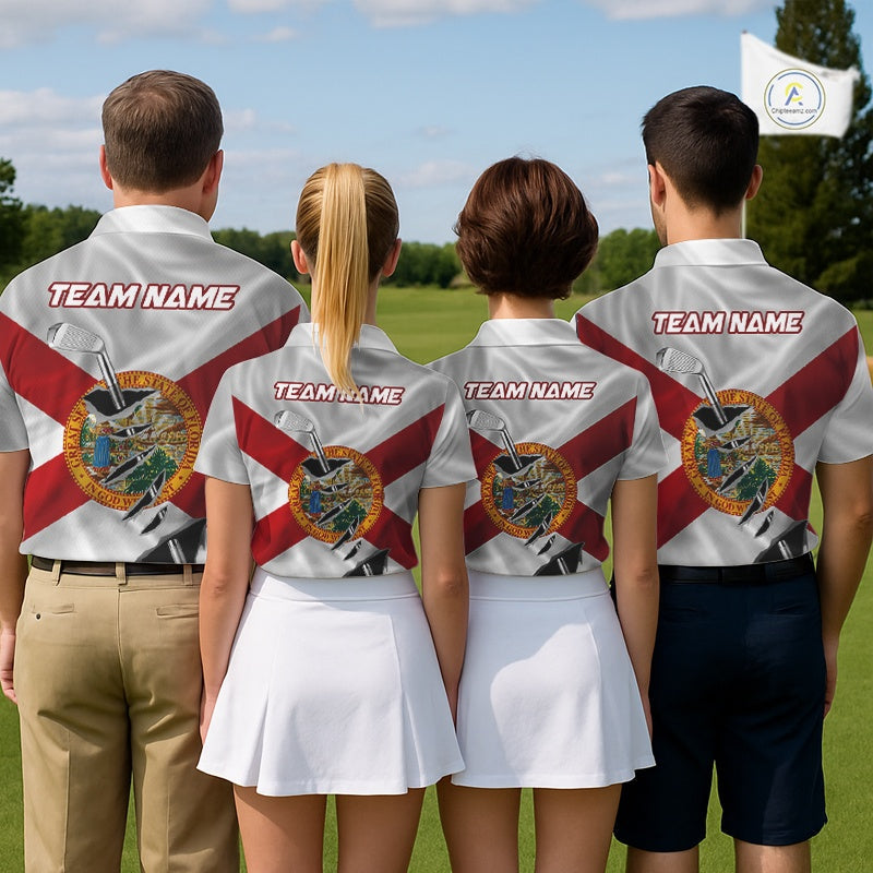 Custom Florida State Flag Golf Club Patriotic Golf Team Shirt For Men, Golfer Outfits IPHW10580