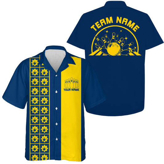 Custom Retro Style Bowling Button Up Shirt, Vintage Bowling Hawaiian Team Shirt IPHW10080