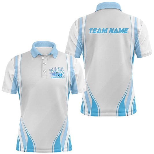 Blue Bowling Shirts For Men And Women, Custom Name Bowling Uniforms Bowling Jerseys IPHW6956
