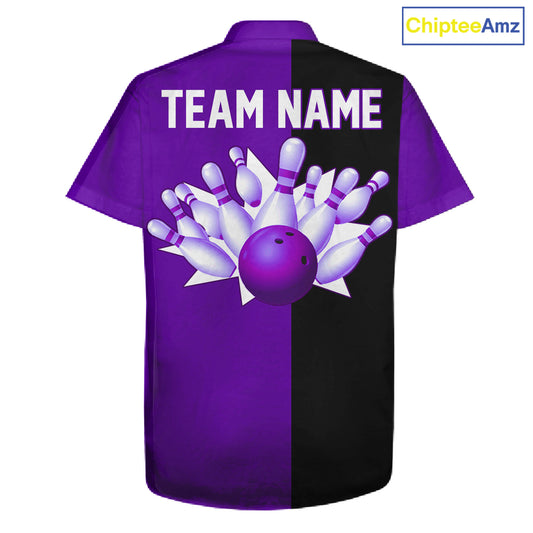 Purple and Black retro vintage Bowling Hawaiian Shirt custom Bowling team jerseys NQS11566