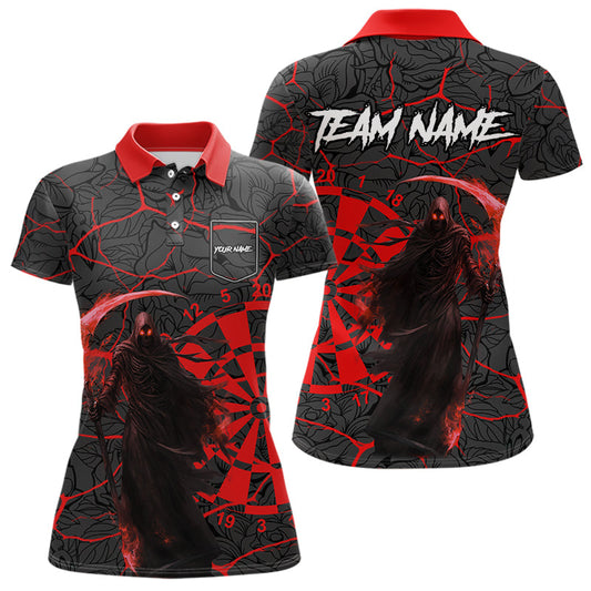 Women Darts shirts Custom black and red reaper skull Darts Team Jerseys, Darts gifts NQS9481