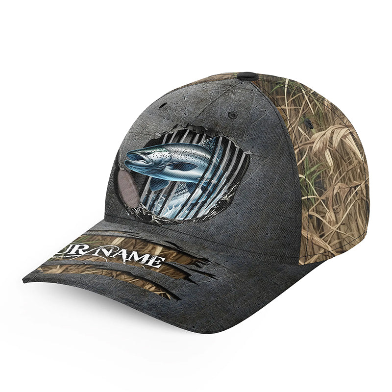 Chinook salmon fishing camo Custom fishing hat Unisex Fishing Baseball Angler salmon hat cap NQS2607