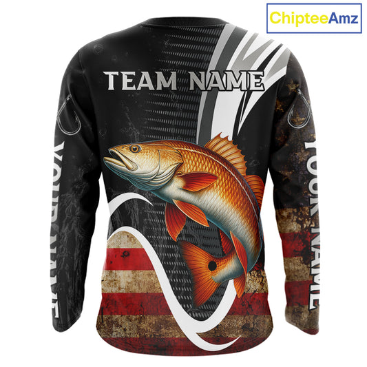 Personalized professional Redfish fishing shirts American Flag patriotic Red Drum fishing jerseys NQS11461
