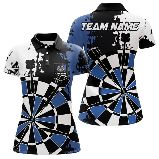 Blue Grunge Darts Shirts For Women Custom Retro Team Darts Jersey NQS9525