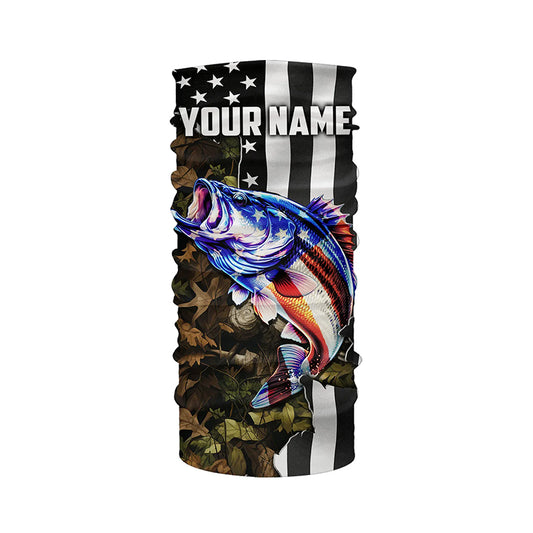 Bass Fishing 3D American Flag Patriot camo Customize name Long Sleeve UV Protection Fishing Shirts NQS1761