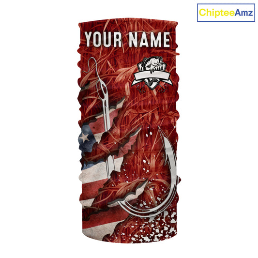 American flag fish hook red camo fishing custom sun protection performance long sleeve fishing shirt NQS10012