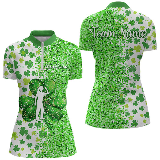 Green glitter shamrock clover Darts Shirts For Women custom St Patrick day Dart Team Jersey NQS9464